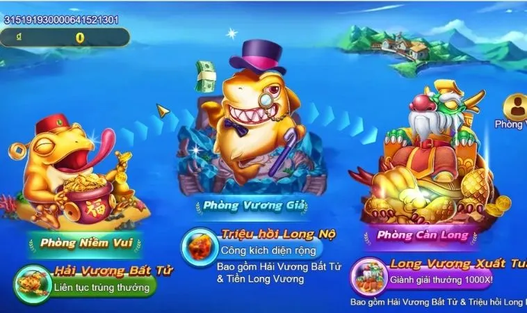 Các phòng chơi trong game Bắn Cá Royal Fishing tại WINVN