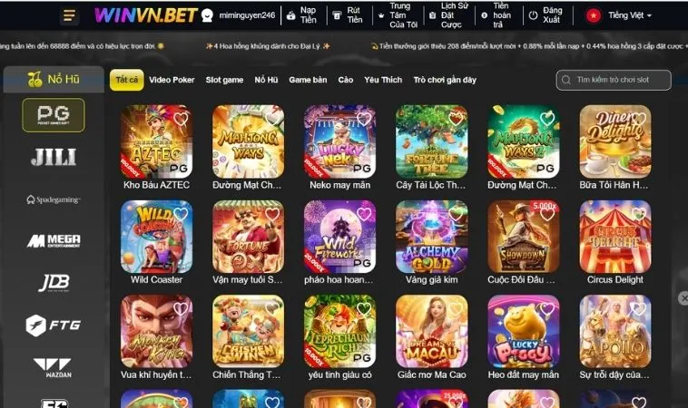 Đa dạng các thể loại game nổ hũ để trải nghiệm tại WINVN